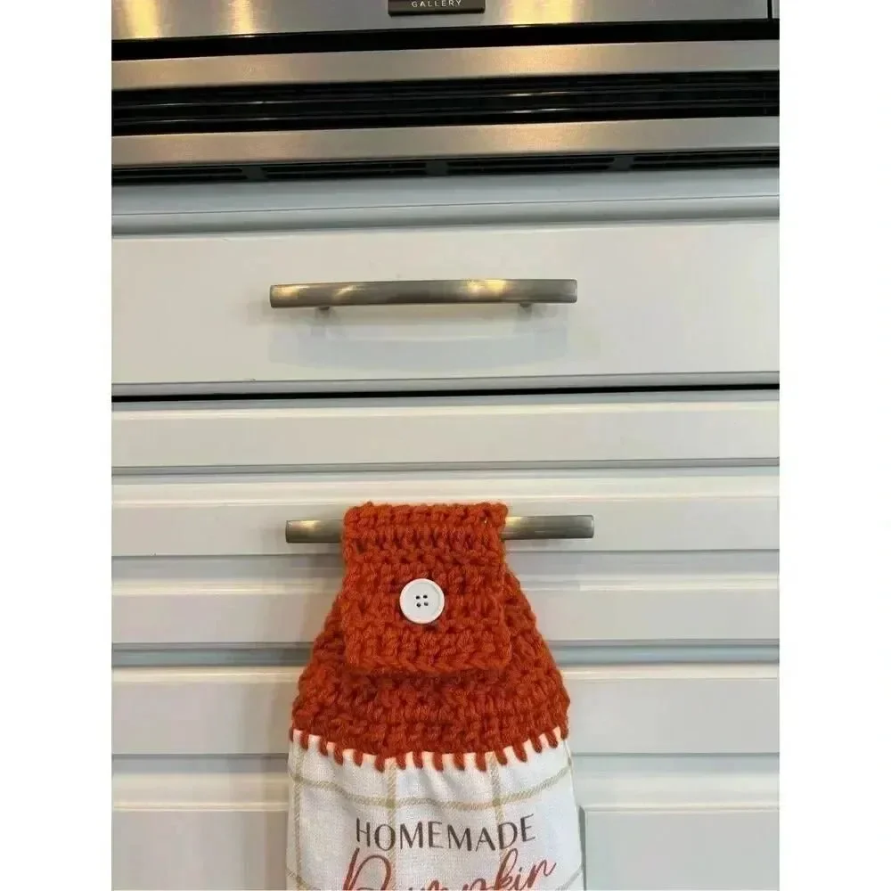 Crochet Top Kitchen Towel-Handmade pumpkin pie